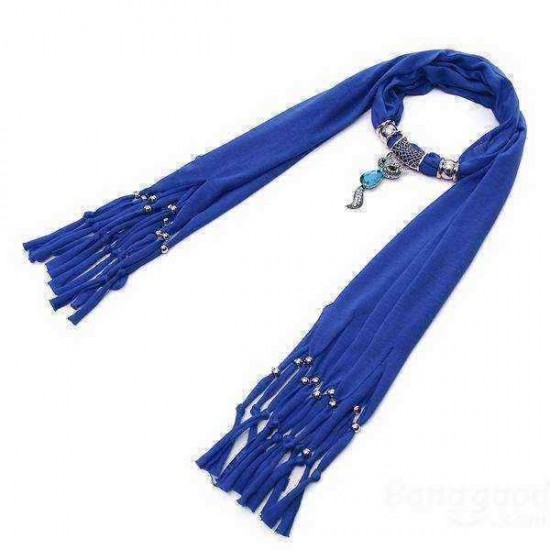 Crystal Fox Pendant Tassel Scarf Necklace Women Jewelry Autumn Winter