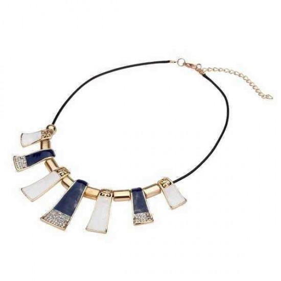 Crystal Leather Rope Irregular Geometric Pendant Statement Necklace