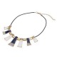 Crystal Leather Rope Irregular Geometric Pendant Statement Necklace