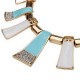 Crystal Leather Rope Irregular Geometric Pendant Statement Necklace