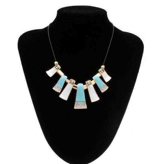 Crystal Leather Rope Irregular Geometric Pendant Statement Necklace