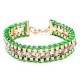 Crystal Rhinestone Geometric Link Chain Rope Weave Charm Bracelet