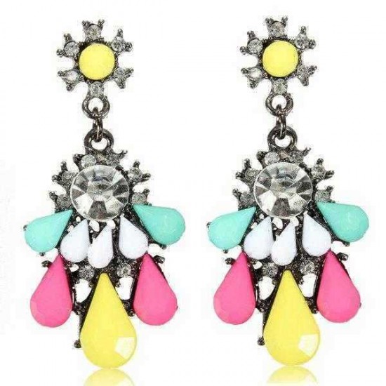 Crystal Rhinestone Resin Drop Dangle Earrings Women Jewelry