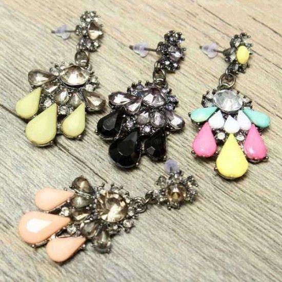 Crystal Rhinestone Resin Drop Dangle Earrings Women Jewelry