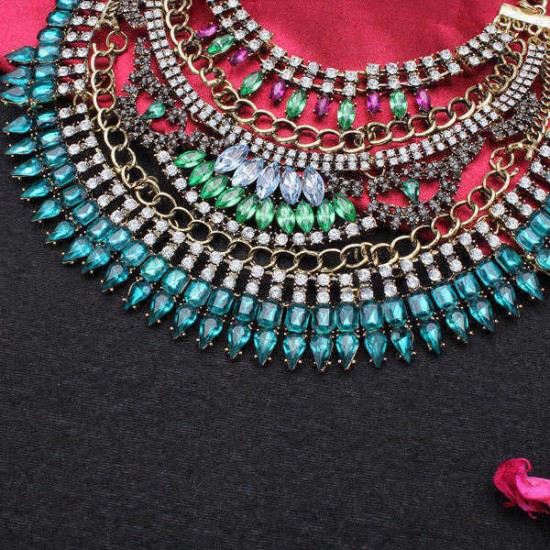 Crystal Rhinestone Statement Choker Necklace Women Jewelry