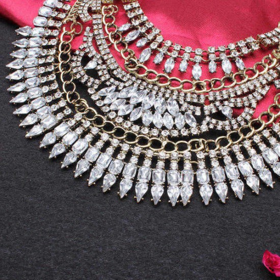 Crystal Rhinestone Statement Choker Necklace Women Jewelry