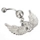 Crystal Skull Wings Navel Belly Button Ring Piercing Body Jewelry