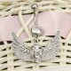 Crystal Skull Wings Navel Belly Button Ring Piercing Body Jewelry