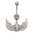 Crystal Skull Wings Navel Belly Button Ring Piercing Body Jewelry