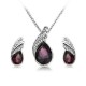 Crystal Water Drop Necklace Earrings Jewelry Set Silver Plated Jewelry Gift for Women