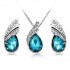 Crystal Water Drop Necklace Earrings Jewelry Set Silver Plated Jewelry Gift for Women