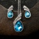 Crystal Water Drop Necklace Earrings Jewelry Set Silver Plated Jewelry Gift for Women