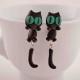 Cute Animal Black Cat Stud Little Kitty Soft Clay Drop Casual Earrings