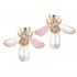 Cute Bees Ear Stud Luxury Gold Plated Gemstone Pearl Earring Jewelry for Women