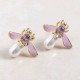 Cute Bees Ear Stud Luxury Gold Plated Gemstone Pearl Earring Jewelry for Women