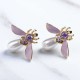 Cute Bees Ear Stud Luxury Gold Plated Gemstone Pearl Earring Jewelry for Women