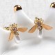 Cute Bees Ear Stud Luxury Gold Plated Gemstone Pearl Earring Jewelry for Women