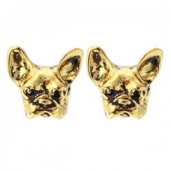 Cute Bulldog Earrings Gold Color Pet Animal Ear Stud for Men Women