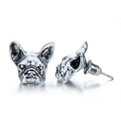 Cute Bulldog Earrings Gold Color Pet Animal Ear Stud for Men Women