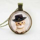 Cute Cat Glass Cabochon Bronze Chain Pendant Necklace For Women