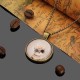 Cute Cat Glass Cabochon Bronze Chain Pendant Necklace For Women