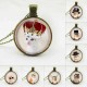 Cute Cat Glass Cabochon Bronze Chain Pendant Necklace For Women