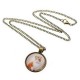 Cute Cat Glass Cabochon Bronze Chain Pendant Necklace For Women