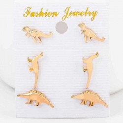 Cute Dinosaur Stud Earring Silver Gold Animal Ear Stud One Set of Sweet Earrings Jewelry for Women