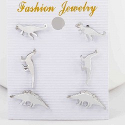 Cute Dinosaur Stud Earring Silver Gold Animal Ear Stud One Set of Sweet Earrings Jewelry for Women