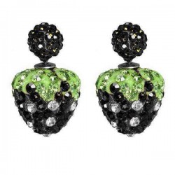 Cute Double Side Full Rhinestone Strawberry Stud Earrings For Women