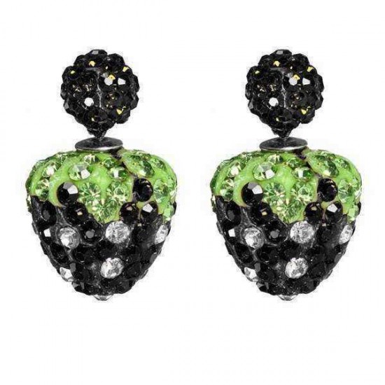 Cute Double Side Full Rhinestone Strawberry Stud Earrings For Women