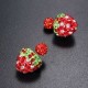 Cute Double Side Full Rhinestone Strawberry Stud Earrings For Women