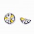 Cute Fresh Lemon Stud Earring 925 Sterling Silver Asymmetric Womens Piercing Fruit Earring