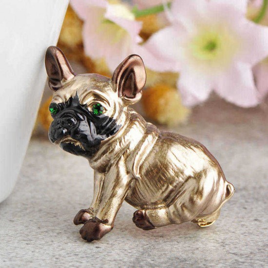 Cute Green Rhinestone Eyes Alloy Dog Brooch Delicate Breastpin Clothing Accessories for Women Girl