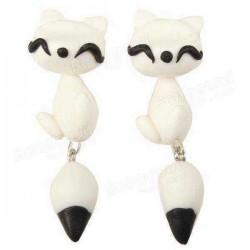 Cute Handmade Flower Fox Cat Panda Monkey Stud Earrings For Women