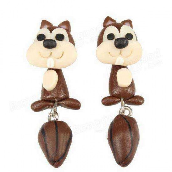 Cute Handmade Flower Fox Cat Panda Monkey Stud Earrings For Women