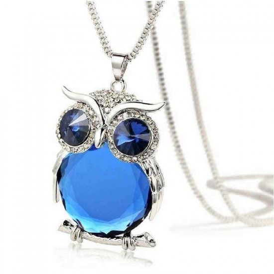 Cute Pendant Necklace Rhinestone Colorful Animals Night Owl Charm Necklace Ethnic Jewelry for Women