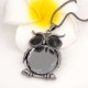 Cute Pendant Necklace Rhinestone Colorful Animals Night Owl Charm Necklace Ethnic Jewelry for Women