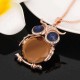 Cute Pendant Necklace Rhinestone Colorful Animals Night Owl Charm Necklace Ethnic Jewelry for Women