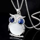 Cute Pendant Necklace Rhinestone Colorful Animals Night Owl Charm Necklace Ethnic Jewelry for Women