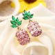 Cute Pineapple Earrings New Fashion Shiny Zircon Inlay Exquisite Ear Stud Clothing Accessories