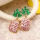 Cute Pineapple Earrings New Fashion Shiny Zircon Inlay Exquisite Ear Stud Clothing Accessories