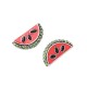 Cute Stud Earrings Fashion Rhinestone Enamel Watermelon Piercing Earring for Women