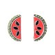 Cute Stud Earrings Fashion Rhinestone Enamel Watermelon Piercing Earring for Women