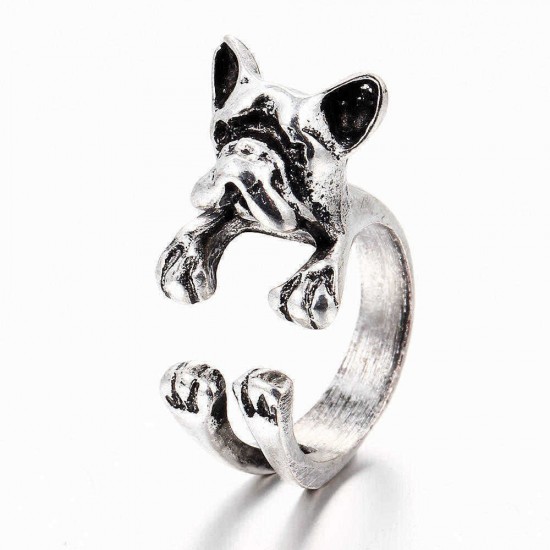 Cute Unisex Finger Ring Open Adjustable Dog Head Rings Fashion Hands Accessories for Women Men