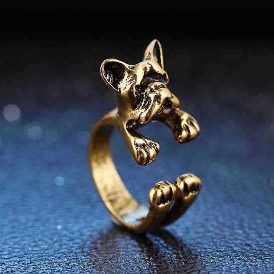 Cute Unisex Finger Ring Open Adjustable Dog Head Rings Fashion Hands Accessories for Women Men