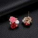 Cutely Fashion Flower Ear Stud Earring Alloy Rhinestone Flower Ear Stub For Women