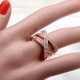 Double Cross Austrian Crystal Women Ring 18K Rose Gold Plated