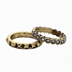 Double Layer Rhinestone Finger Ring African Bronze Women Ring For Gift