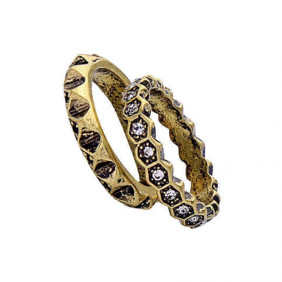 Double Layer Rhinestone Finger Ring African Bronze Women Ring For Gift